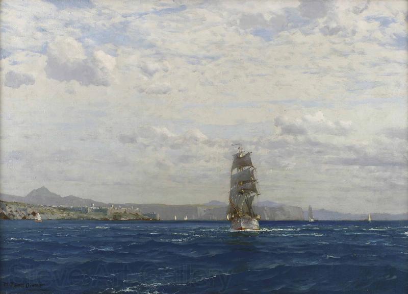 Michael Zeno Diemer Sailing off the Kilitbahir Fortress in the Dardenelles Norge oil painting art